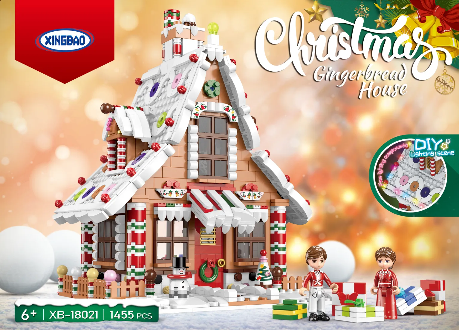 Xingbao 18021 Christmas Gingerbread House Building Blocks DIY Build Toy Gift for Kids