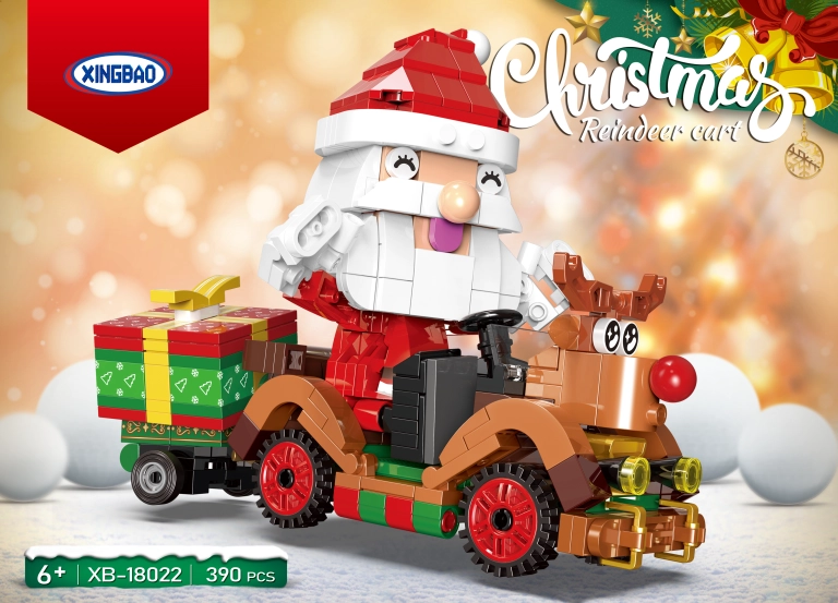 Hot Sale Christmas Gift Xingbao 18022 Reindeer Cart Building Blocks Christmas Santa Bricks Building Toys