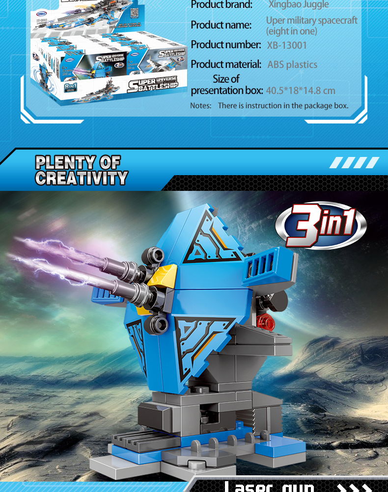 Xingbao Diy Assembling Bricks Toys XB-13001 Warship Model Building Blocks Military Building Toys