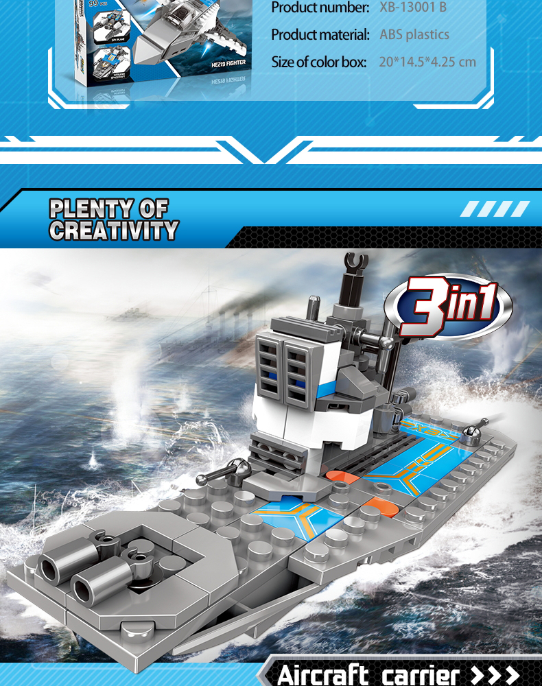 Xingbao Diy Assembling Bricks Toys XB-13001 Warship Model Building Blocks Military Building Toys