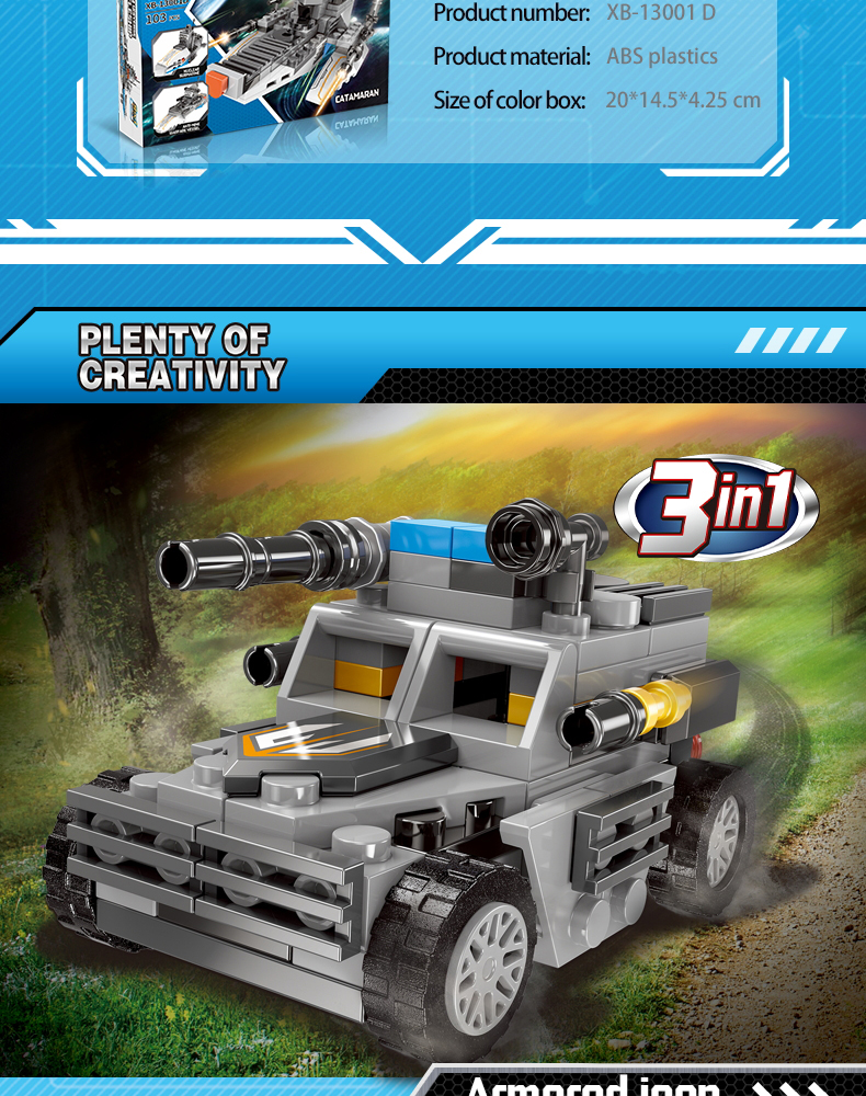 Xingbao Diy Assembling Bricks Toys XB-13001 Warship Model Building Blocks Military Building Toys