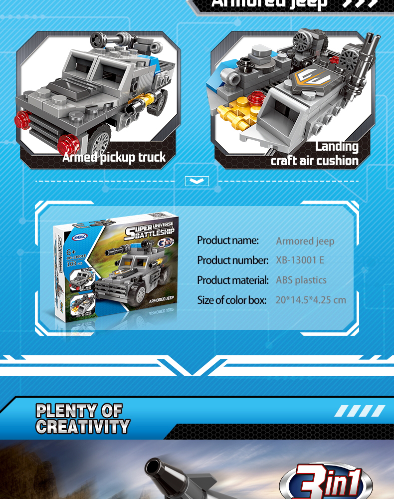 Xingbao Diy Assembling Bricks Toys XB-13001 Warship Model Building Blocks Military Building Toys