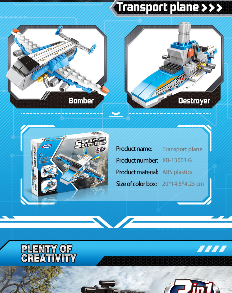 Xingbao Diy Assembling Bricks Toys XB-13001 Warship Model Building Blocks Military Building Toys