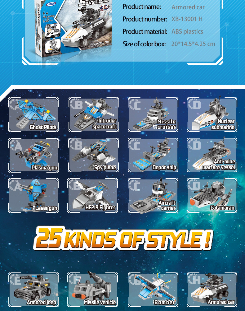 Xingbao Diy Assembling Bricks Toys XB-13001 Warship Model Building Blocks Military Building Toys