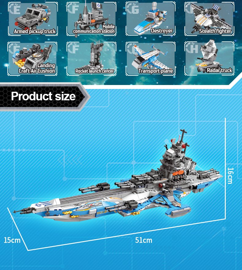 Xingbao Diy Assembling Bricks Toys XB-13001 Warship Model Building Blocks Military Building Toys