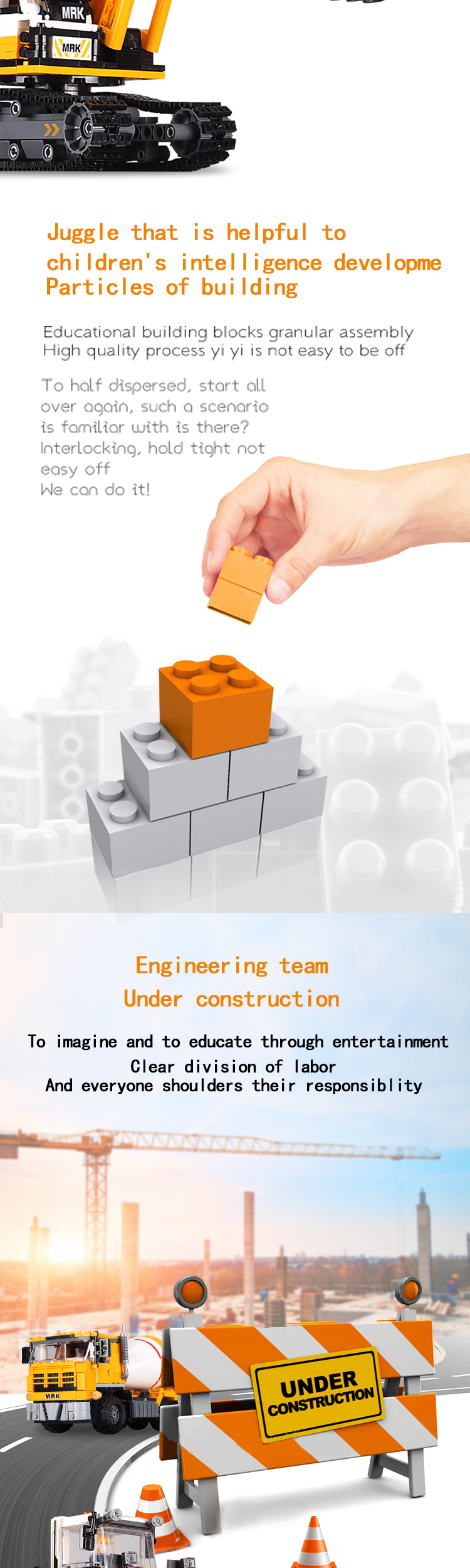 Xingbao 03038 Excavator Model Plastic Building Blocks Engineering Car Series Kid Toys