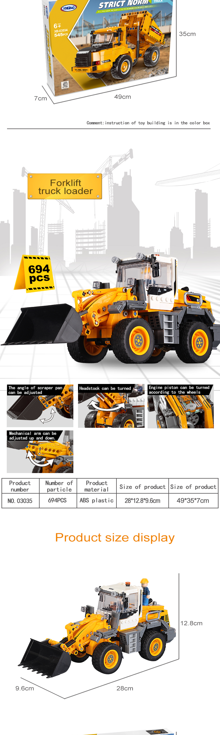 Xingbao 03038 Excavator Model Plastic Building Blocks Engineering Car Series Kid Toys