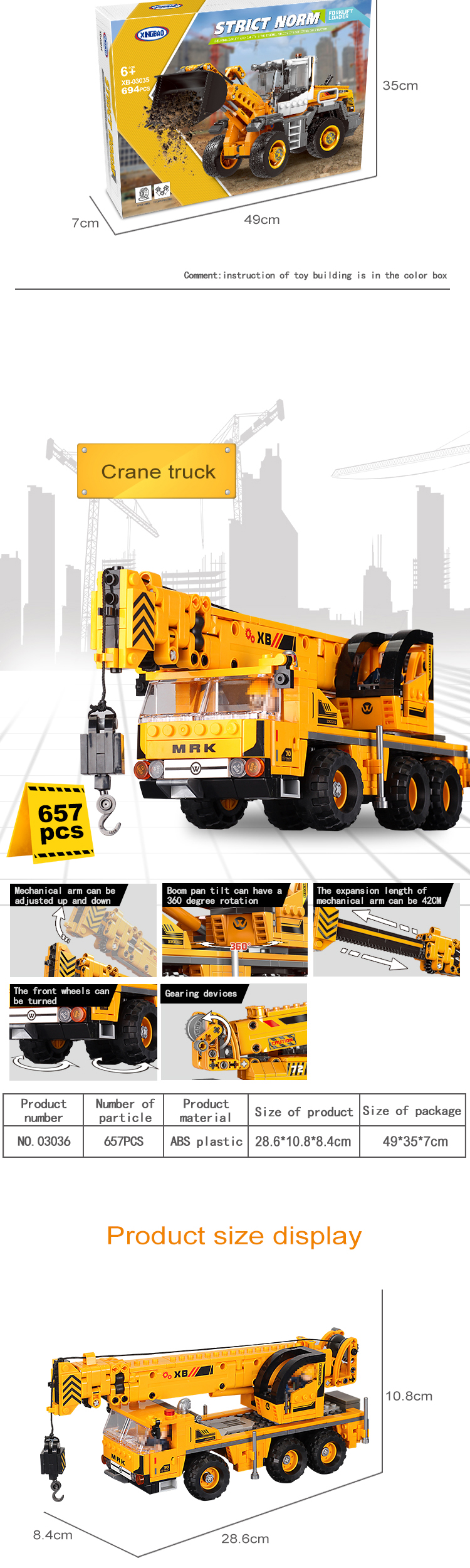 Xingbao 03038 Excavator Model Plastic Building Blocks Engineering Car Series Kid Toys