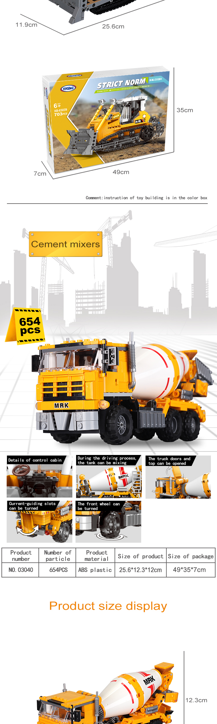 Xingbao 03038 Excavator Model Plastic Building Blocks Engineering Car Series Kid Toys