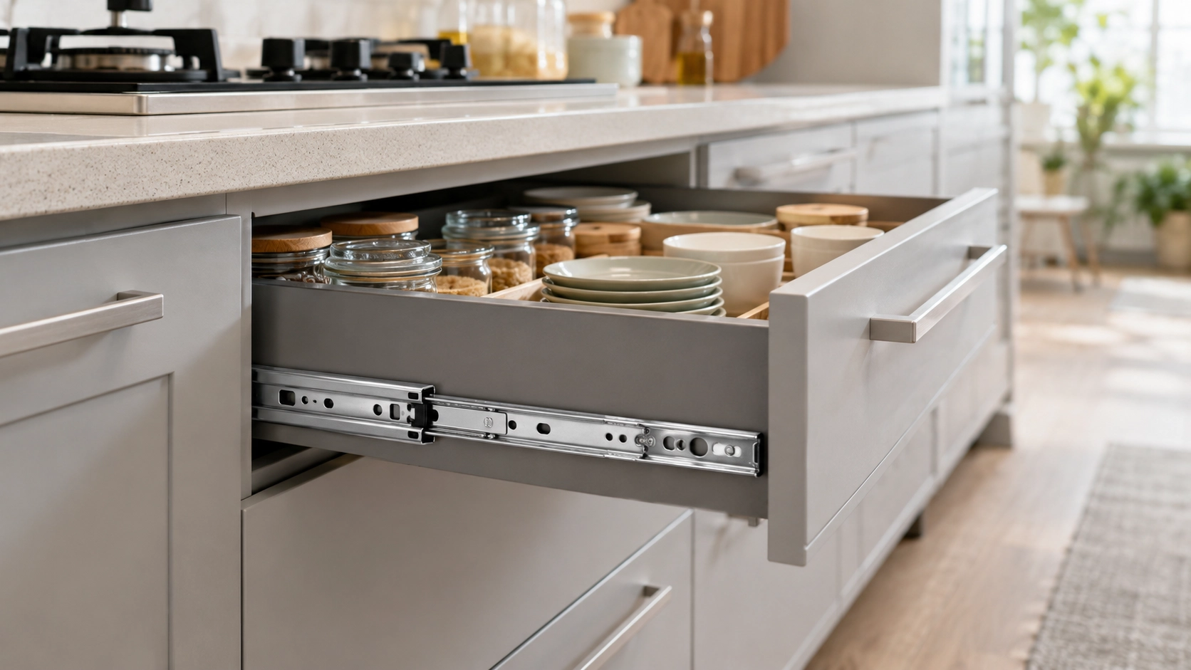 Soft-Close Drawer Slides for Kitchen Cabinets