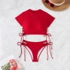 Lace-Up Cutout Bikini Set