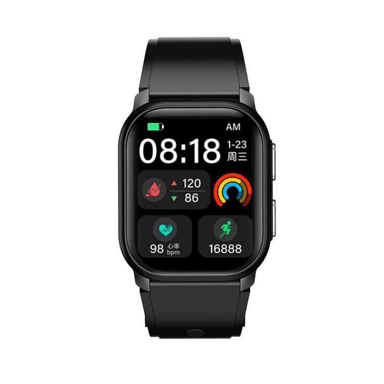 LUROGEF VP20 black rectangular watch displaying time and health metrics