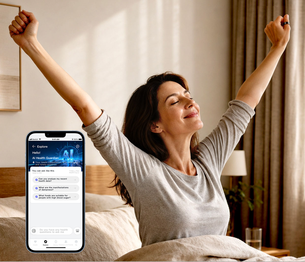 LUROGEF CARE2 smart ring worn on finger during everyday activity