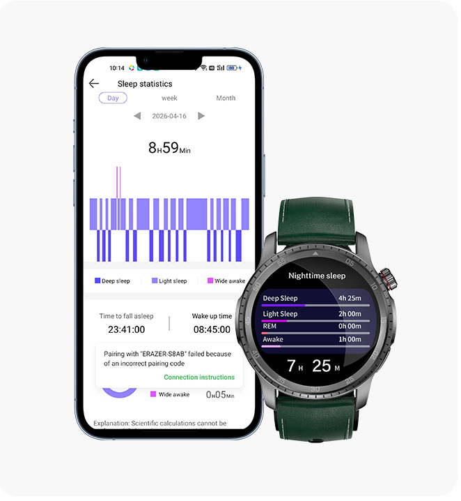 VC61 and companion application displaying sleep statistics