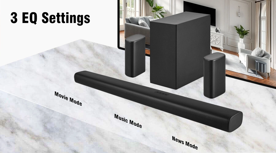 TV Soundbar Movie Music News Mode 3 EQ Settings