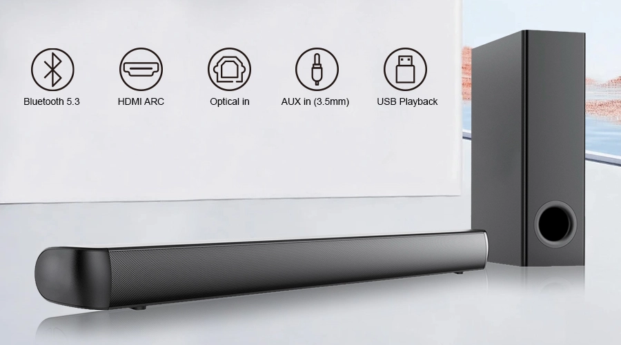 subwoofer for a soundbar with wide audio input options