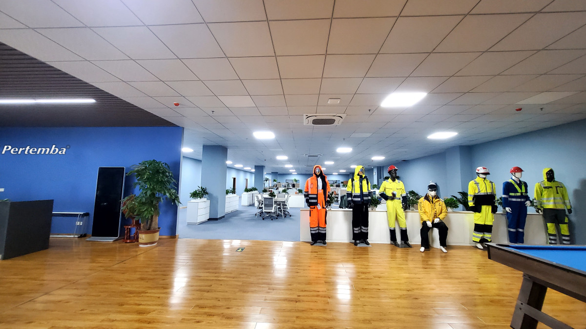 Pertemba reception, open office and high-visibility garment display area