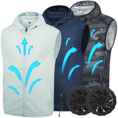 Hooded fan cooling vest with fan system components