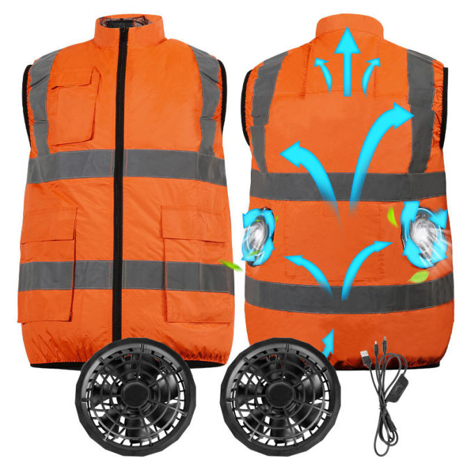 Orange AC-506 color option for Outdoor cooling fan vest jacket