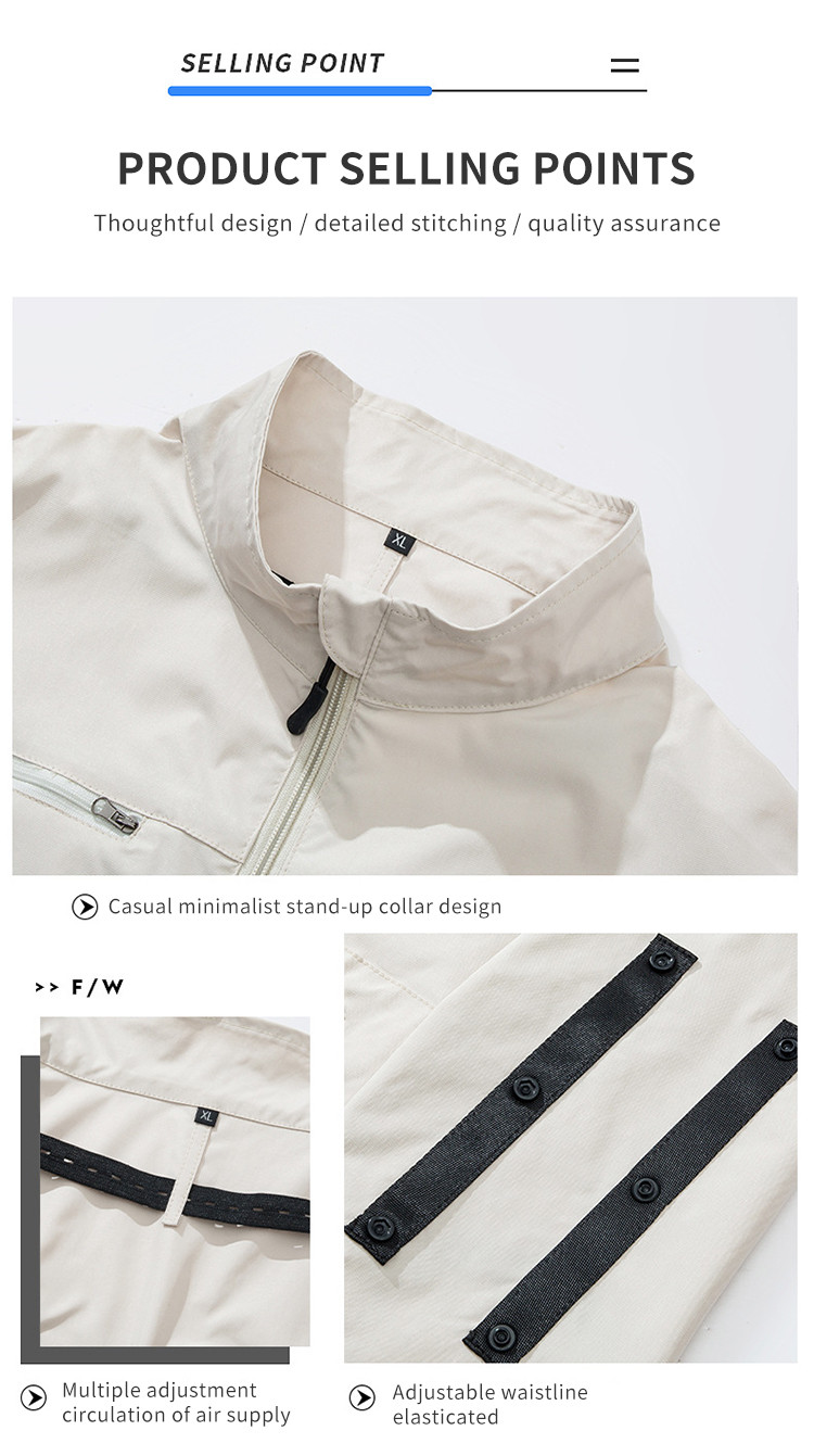 Breathable stand-collar two-fan workwear jacket supplier product detail image 5