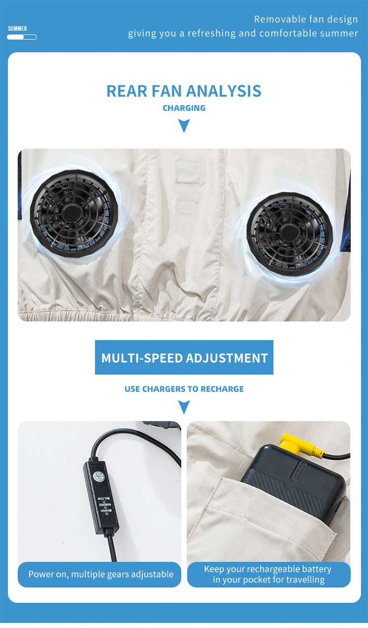 Breathable stand-collar two-fan workwear jacket supplier product detail image 6