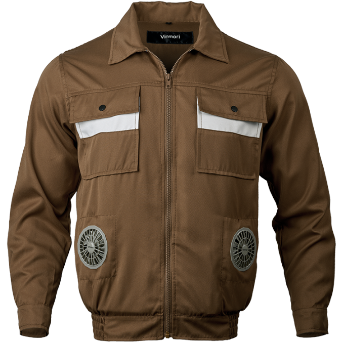 Khaki color option for Sun-proof outdoor air-cooling jacket with fans