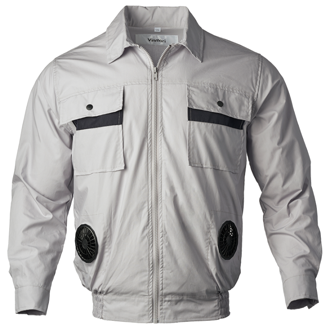 Light gray color option for Sun-proof outdoor air-cooling jacket with fans