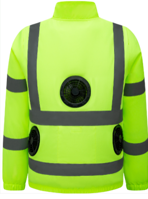 Green color option for Three-fan high-visibility outdoor cooling work jacket