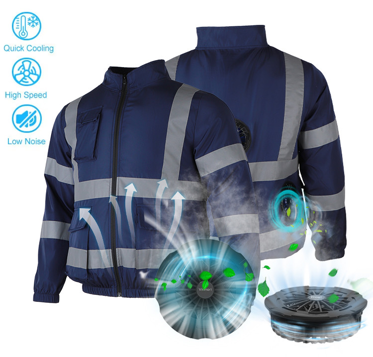 Three-fan high-visibility outdoor cooling work jacket supplier product detail image 2