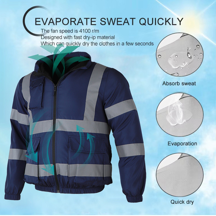 Three-fan high-visibility outdoor cooling work jacket supplier product detail image 4