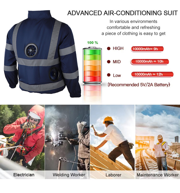 Three-fan high-visibility outdoor cooling work jacket supplier product detail image 7