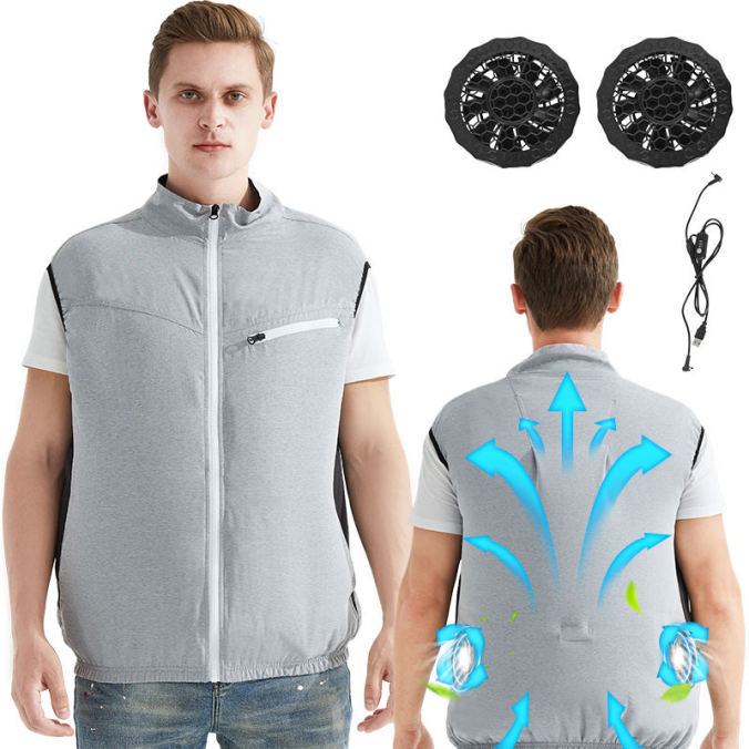 Gray color option for Lightweight 5V USB-powered cooling fan vest
