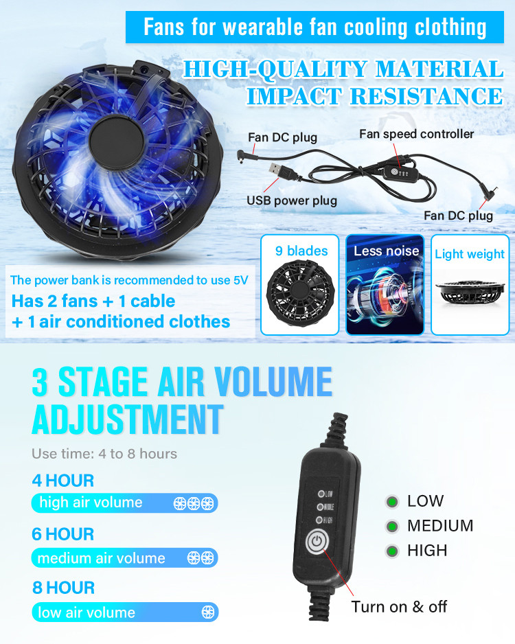 Lightweight 5V USB-powered cooling fan vest supplier product detail image 3
