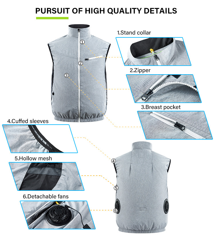 Lightweight 5V USB-powered cooling fan vest supplier product detail image 7