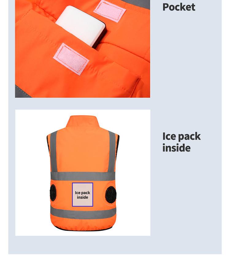 Reflective outdoor cooling vest with fan supplier product detail image 4