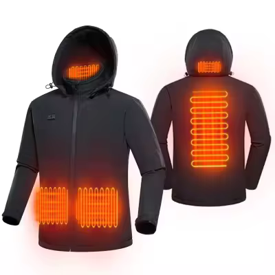 Detachable-hood heated jacket used as a model-specific care reference