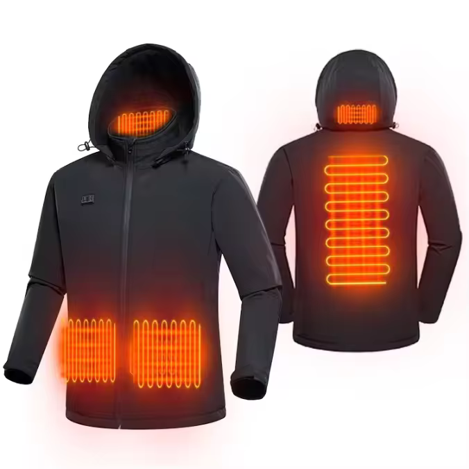 Detachable-hood softshell heated jacket