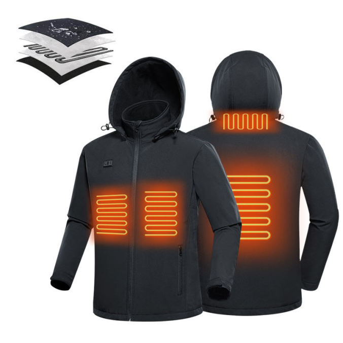 Black color option for Detachable-hood softshell heated jacket