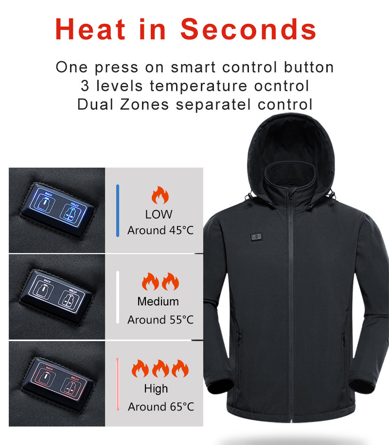 Detachable-hood softshell heated jacket supplier product detail image 3
