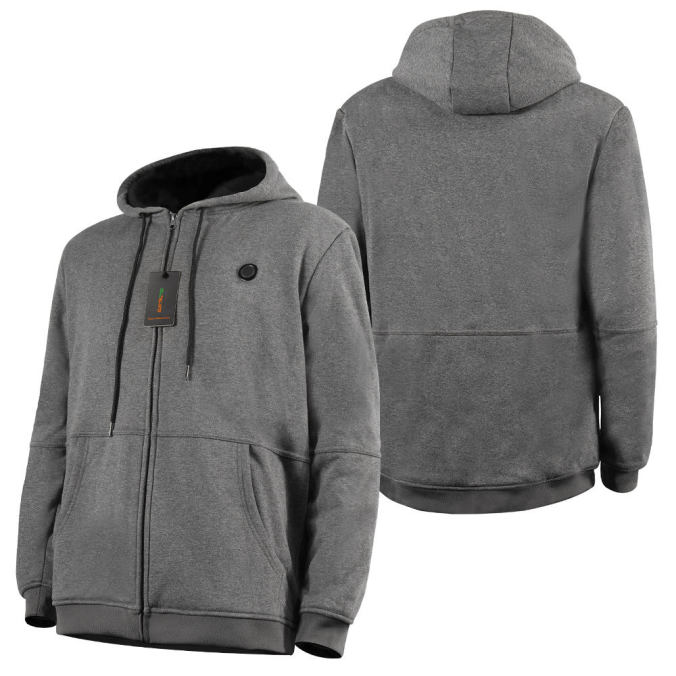 Silver color option for Fleece-lined 5V heated hoodie jacket
