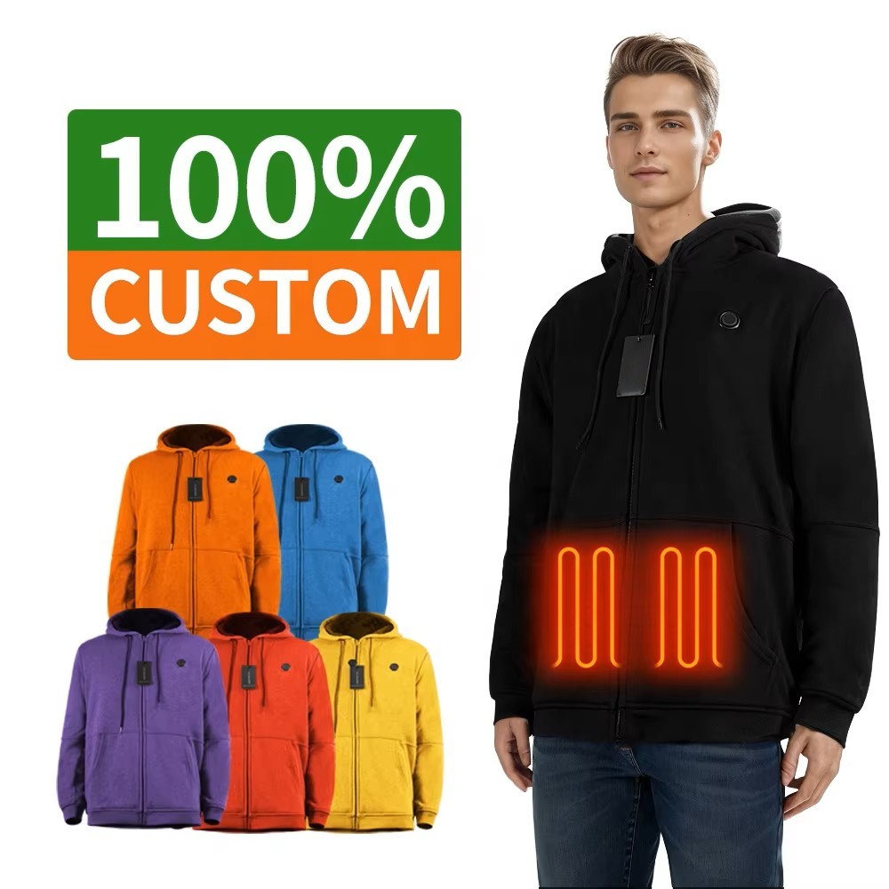 Fleece-lined 5V heated hoodie jacket supplier product detail image 1