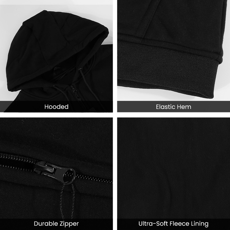 Fleece-lined 5V heated hoodie jacket supplier product detail image 2