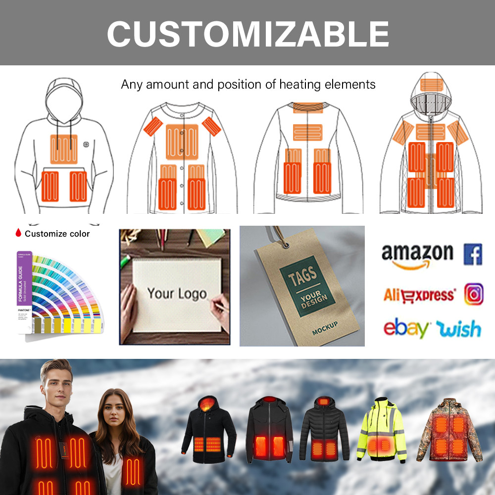 Fleece-lined 5V heated hoodie jacket supplier product detail image 3