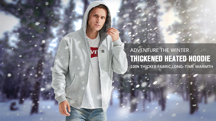Fleece-lined 5V heated hoodie jacket supplier product detail image 6