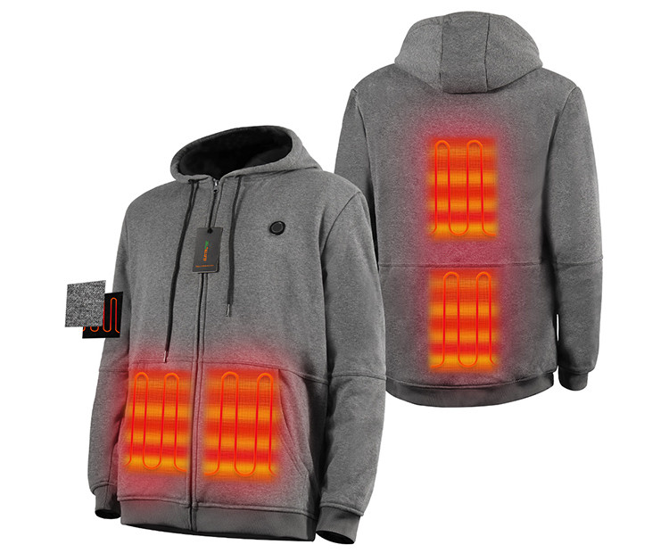 Fleece-lined 5V heated hoodie jacket supplier product detail image 8