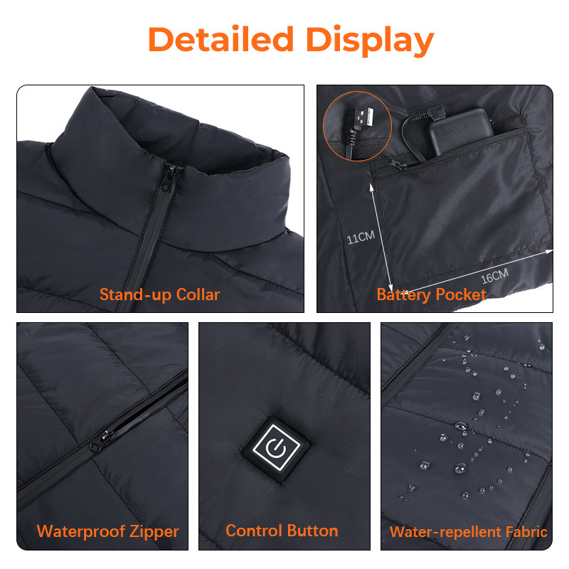 Eight-area unisex heated vest supplier product detail image 4