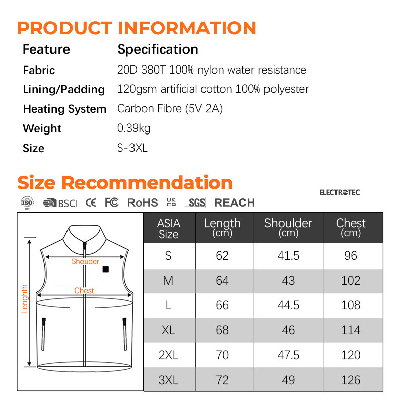 Eight-area unisex heated vest supplier product detail image 7
