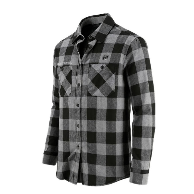 Dark Gray color option for USB heated plaid flannel shirt jacket