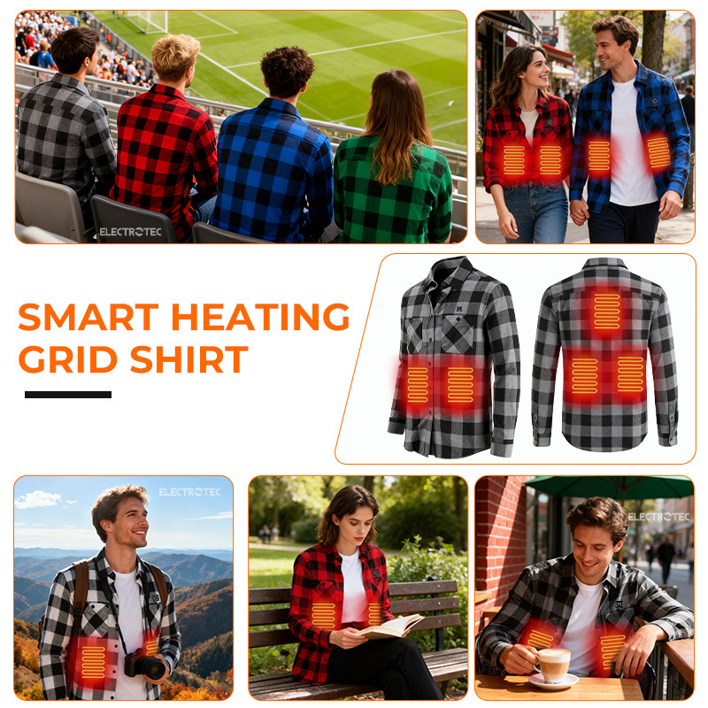 USB heated plaid flannel shirt jacket supplier product detail image 2