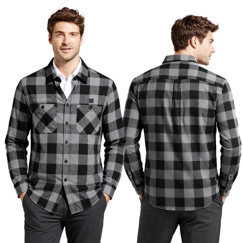 USB heated plaid flannel shirt jacket supplier product detail image 3